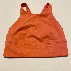 Lululemon Wunder Train Long-Line Bra Medium Crunch Warm Coral Size 6